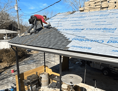 Roofer Installing Roof